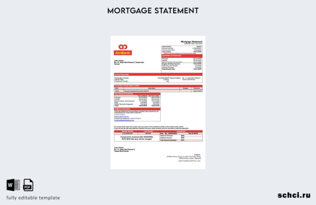цифровая загрузка выписки по ипотеке AmBank в Малайзии в формате Word и PDF шабл